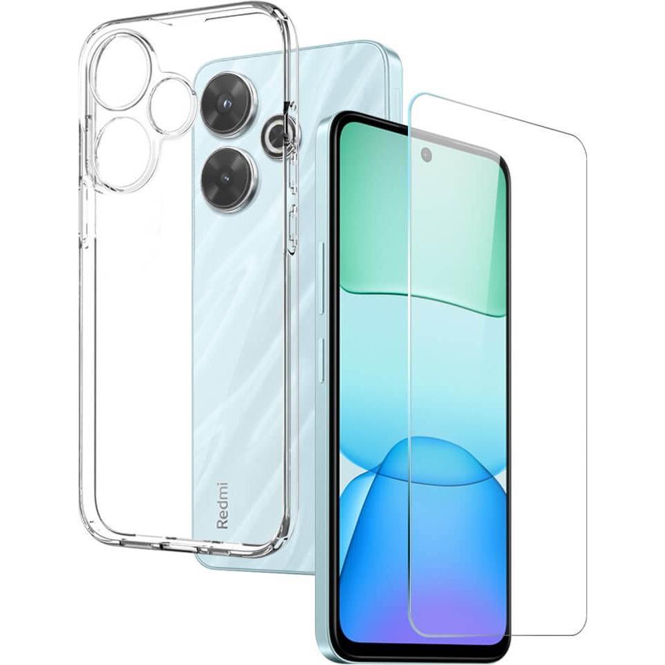 Northjo Xiaomi Redmi 13 - Set custodia per cellulare e vetro blindato (Xiaomi Redmi 13), Cover smartphone, Trasparente