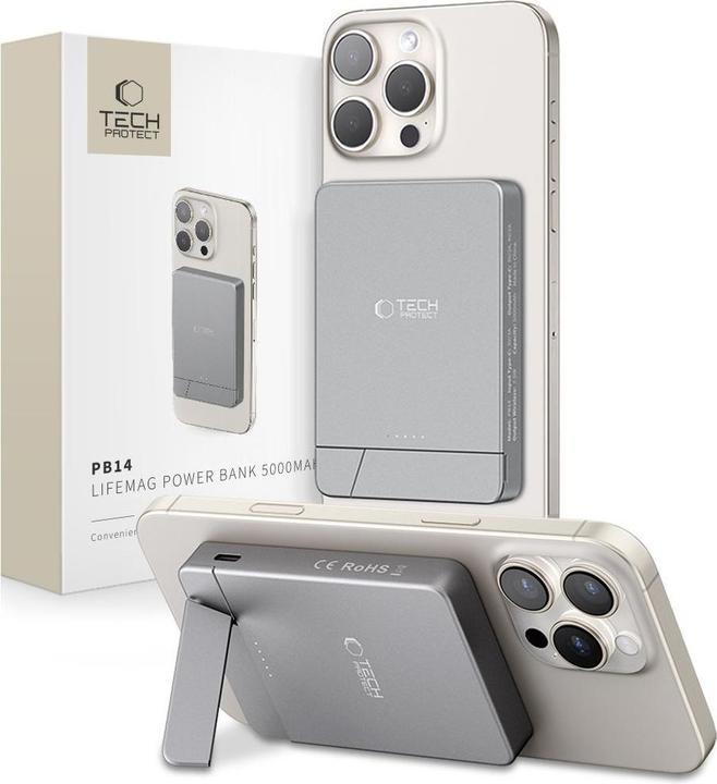 Produktbild Tech-Protect PB14 LifeMag MagSafe 5000 mAh Powerbank - grau (5000 mAh)