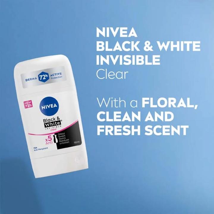 Produktbild NIVEA Solid antiperspirant Invisible Forack & White Clear 50 ml (Stick)