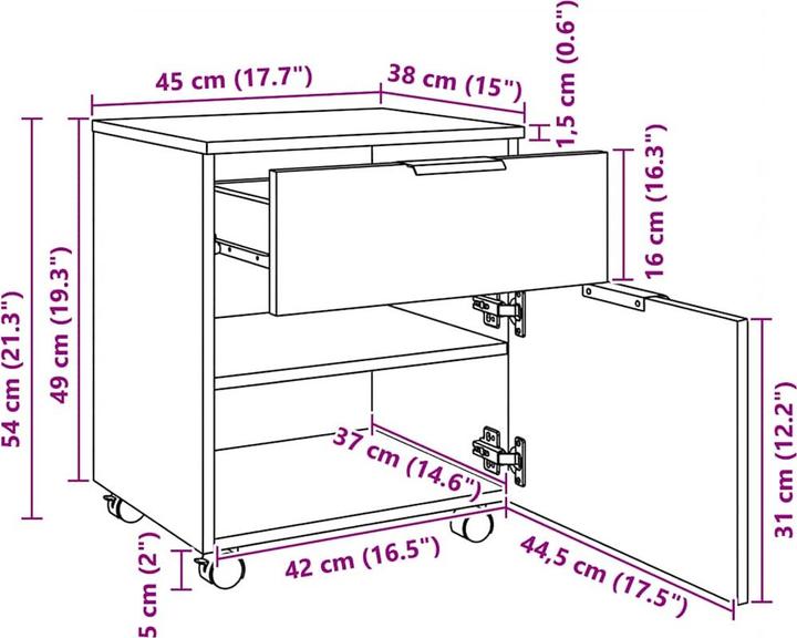 Immagine prodotto vidaXL Aktenschrank (45 x 38 x 54 cm)