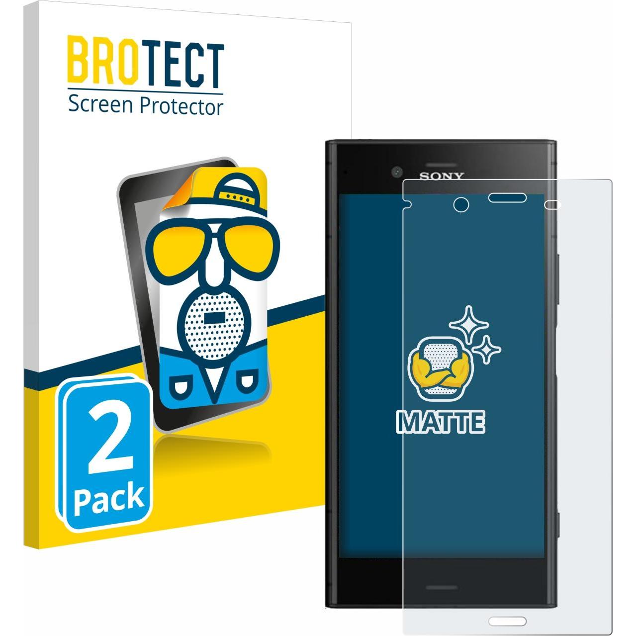 BROTECT Entspiegelungs-Schutzfolie Displayschutz Matt (2 Stück, Sony Xperia XZ1), Smartphone Schutzfolie, Transparent