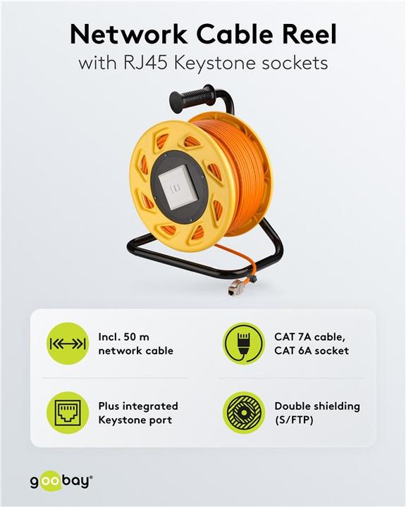 Actual product image Goobay Mobile cable drum (S/FTP, CAT7a, 50 m)