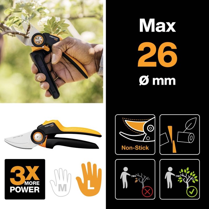 Actual product image Fiskars X-series bypass garden shears L P961
