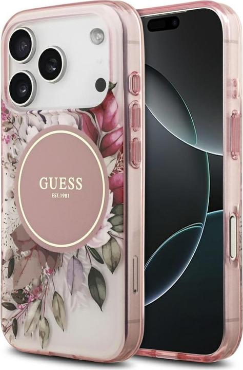 Actual product image Guess - IML Flower & Tonal Circle MagSafe (GUHMP17LHFWBDCEP) - iPhone 17 Pro - Pink (Apple iPhone 17 Pro)
