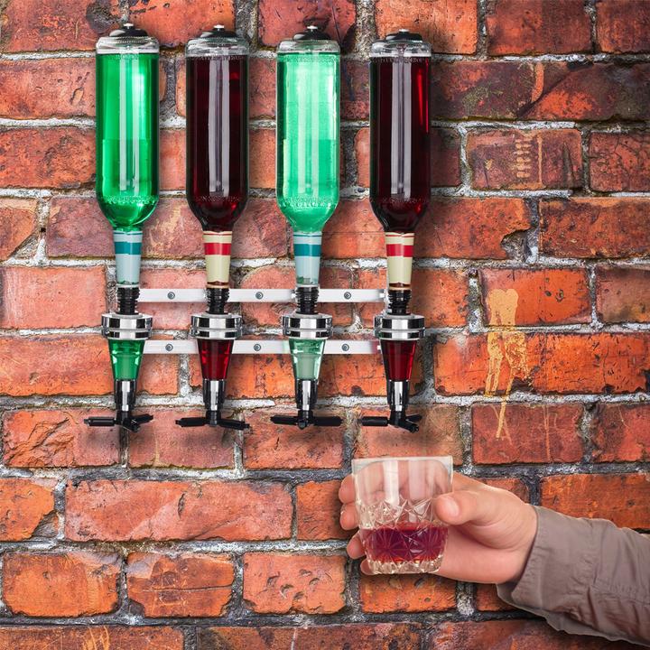 Produktbild Relaxdays 4er Set Flaschenhalter und Dosierer zur Wandmontage (Dosierer + Ausgiesser)