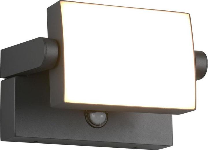 Trio Kansas - Wandlamp - Antraciet - incl. 1x SMD 10W - Bewegingssensor - Kantelbaar - Buitenlamp (1000 lm, IP54)