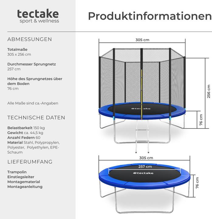 Actual product image tectake Trampoline Garfunky (305 cm)