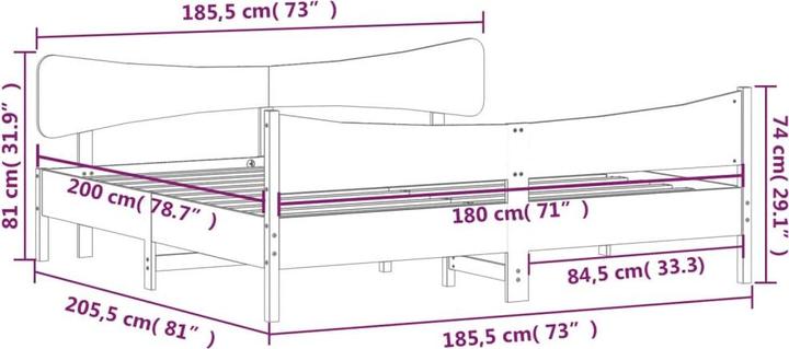 Actual product image vidaXL Bettrahmen (180 x 200 cm)