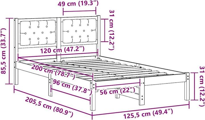 Actual product image vidaXL Bettgestell (120 x 200 cm)