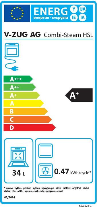 Energie-Label V-ZUG Combi-Steam HSL