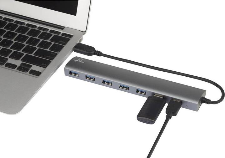 Actual product image Renkforce 7 Port USB 3.0 Hub Aluminum (7 ports)