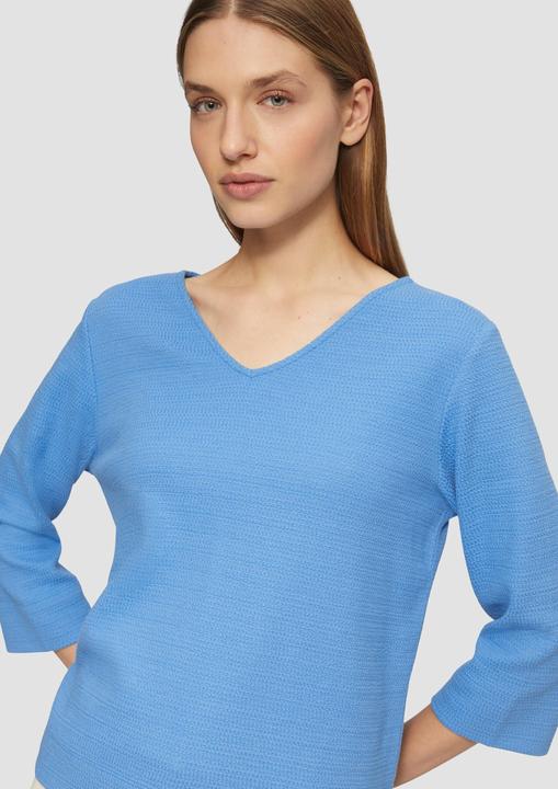 Image du produit S.Oliver Sweatshirt Strukturiertes Jersey-Sweatshirt mit V-Ausschnitt und 3/4-Ärmeln (44)