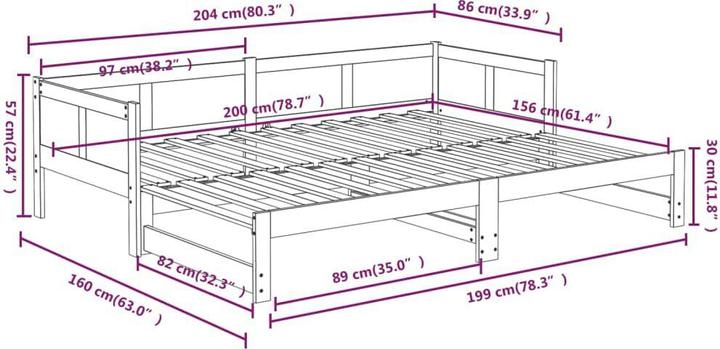 Produktbild vidaXL Ausziehbares Tagesbett (80 x 200 cm)