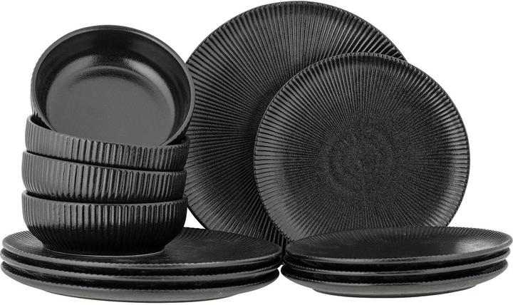Bloomingville - Neri Dinnerware Set - Black - Stoneware (12 pcs)