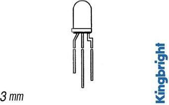 Actual product image Kingbright 5mm Bicoloured LED Lamp Red/Green White Diffused
