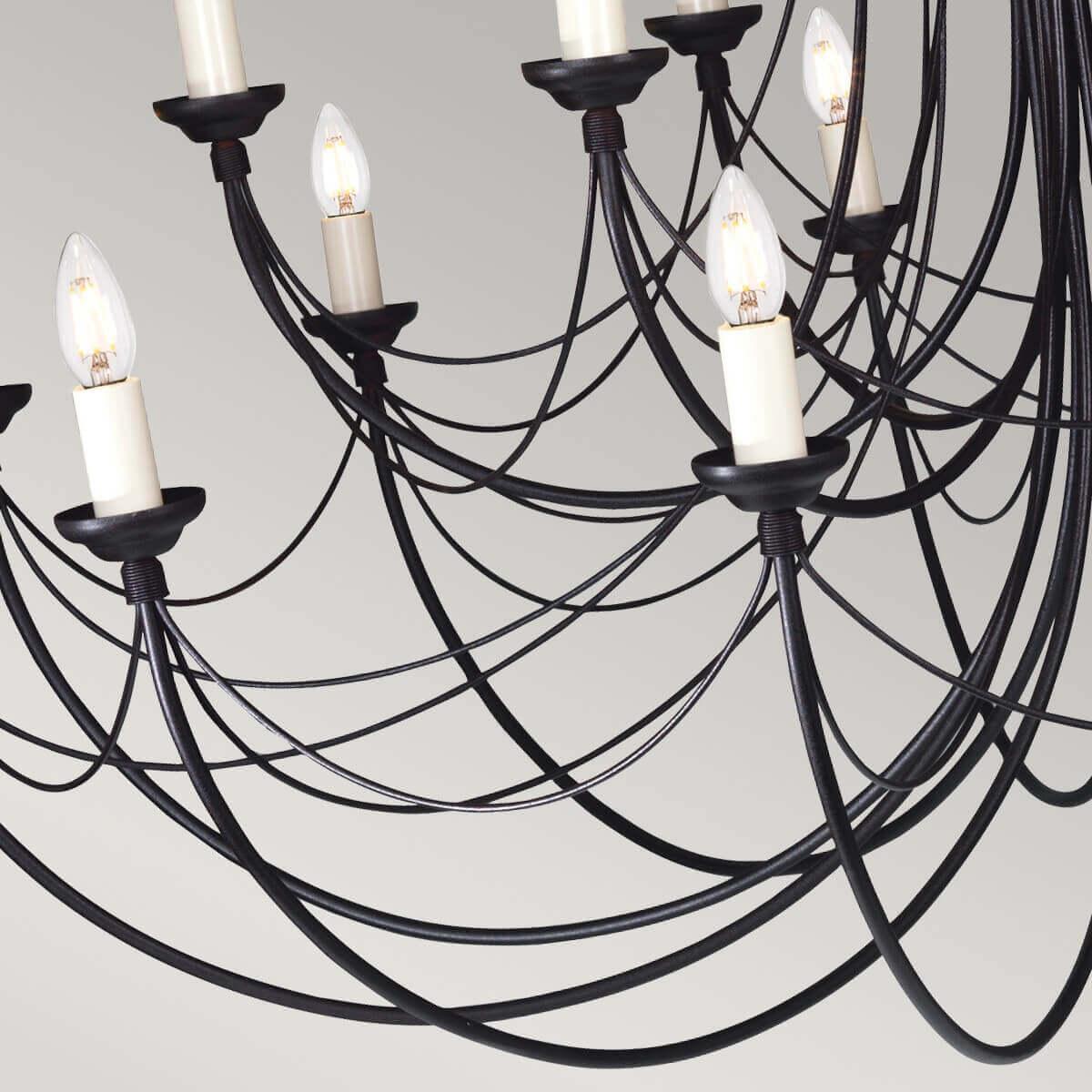 Thumbnail - Elstead Lighting, Kronleuchter, Carisbrooke Kronleuchter E14 18-fach Schwarz, Made in UK (143 cm)