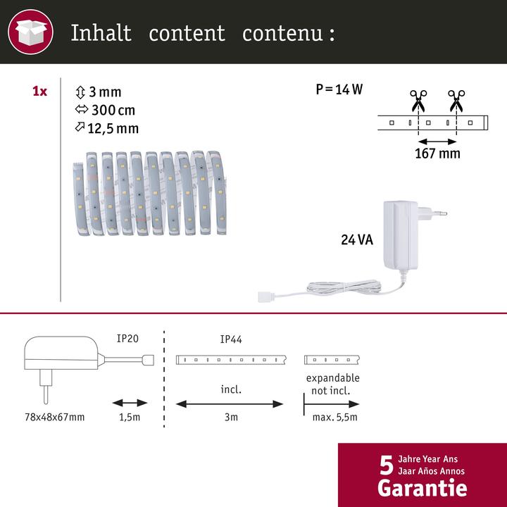 Image du produit Paulmann MaxLED 250 Stripe Set (Blanc chaud, 300 cm, Intérieur)