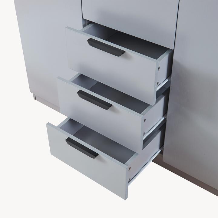 Produktbild En.Casa Kleiderschrank Eiselfing 176x120x52 cm 3 Schubladen Grau