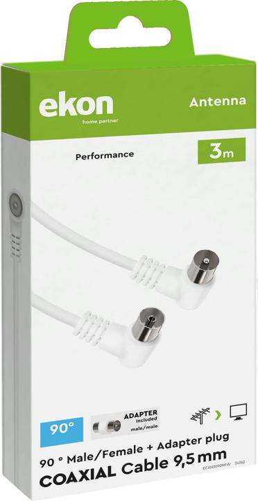 Actual product image Ekon Antenna cable with angled connectors, 75dB (Antenna cable)