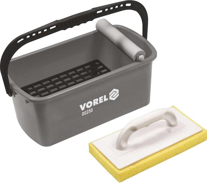 Produktbild Toya Vorel Profi Fliesenwaschset 10 Liter, 4 teilig mit Rollenaufsatz, Waschbrett, Eimer und Gitter, stab