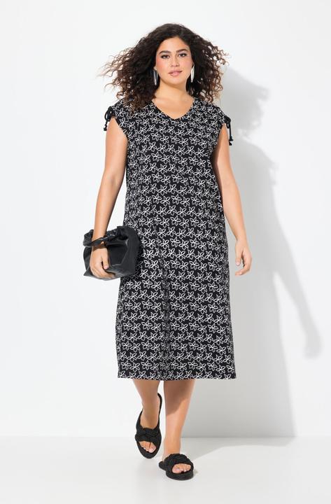 Actual product image Ulla Popken Vinework Gathered Cap Sleeve Dress (46, 48)