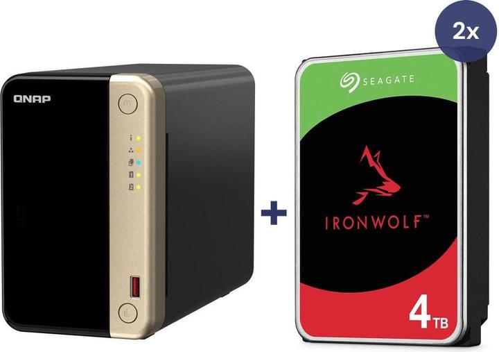 Actual product image QNAP NAS TS-264-8G 2bay incl. 8TB (2x 4TB Seagate IronWolf) (2 x 4 TB, Seagate Ironwolf)