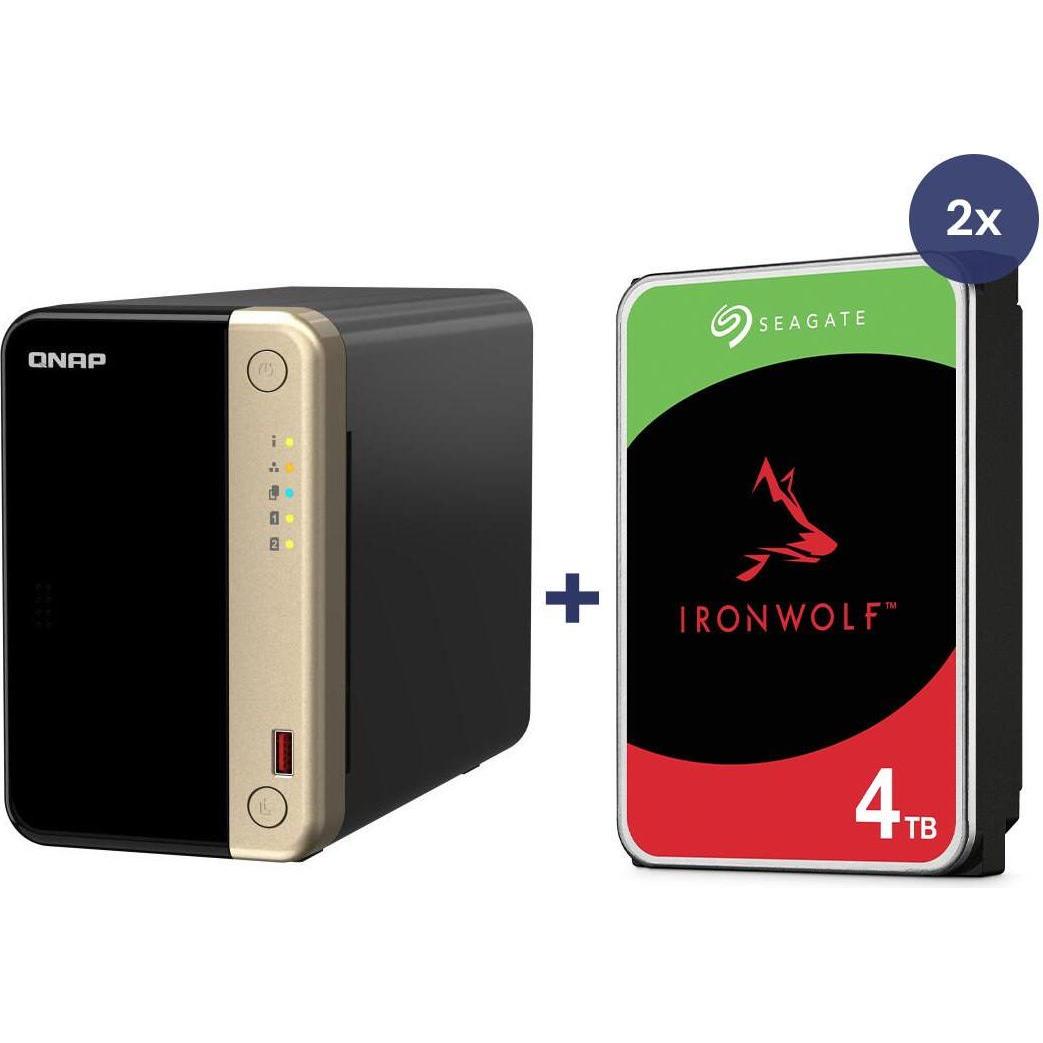 QNAP NAS TS-264-8G 2bay incl. 8TB (2x 4TB Seagate IronWolf) (2 x 4 TB, Seagate Ironwolf), NAS