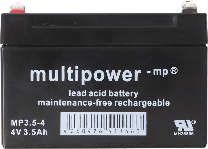 Actual product image Multipower MP3.5-4 4V 3,5Ah Bleiakku AGM Blei Gel Akku 4,8mm Steckkontakte Faston, 4260476411663 (4 V, 3.50 Ah)