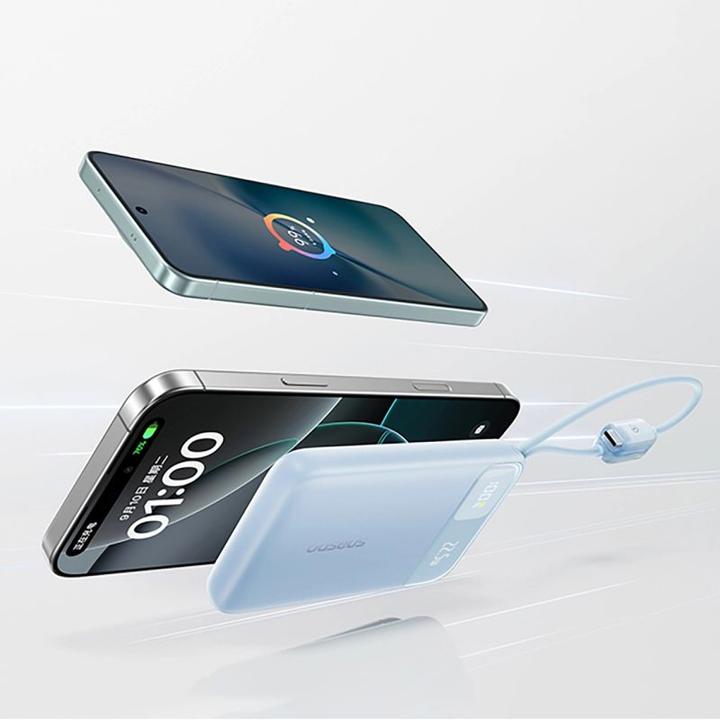 Actual product image Baseus EnerFill FC11 Digital Display Power Bank with Dual Cable 22.5W 10000mAh Blue (10000 mAh, 22.50 W)