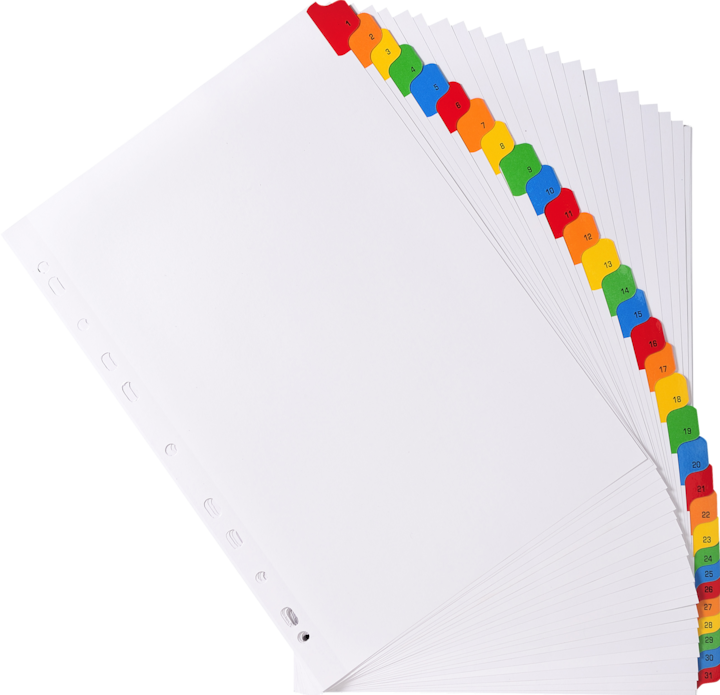 Image du produit Exacompta Intercalaires Imprimés numériques carte blanche 160g/renforts couleurs + page de garde - 31 position