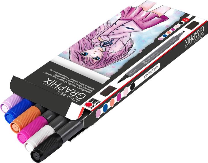 Image du produit Marabu Feutre de coloriage Aqua Pen Graphix Ka Ke Manga, 6 pièces (6x)