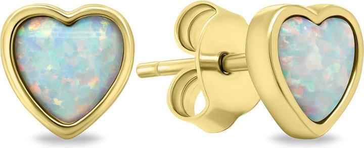 Image du produit Brilio Silver - Délicieux boucles d'oreilles plaquées or Coeurs avec opales synthétiques EA610Y