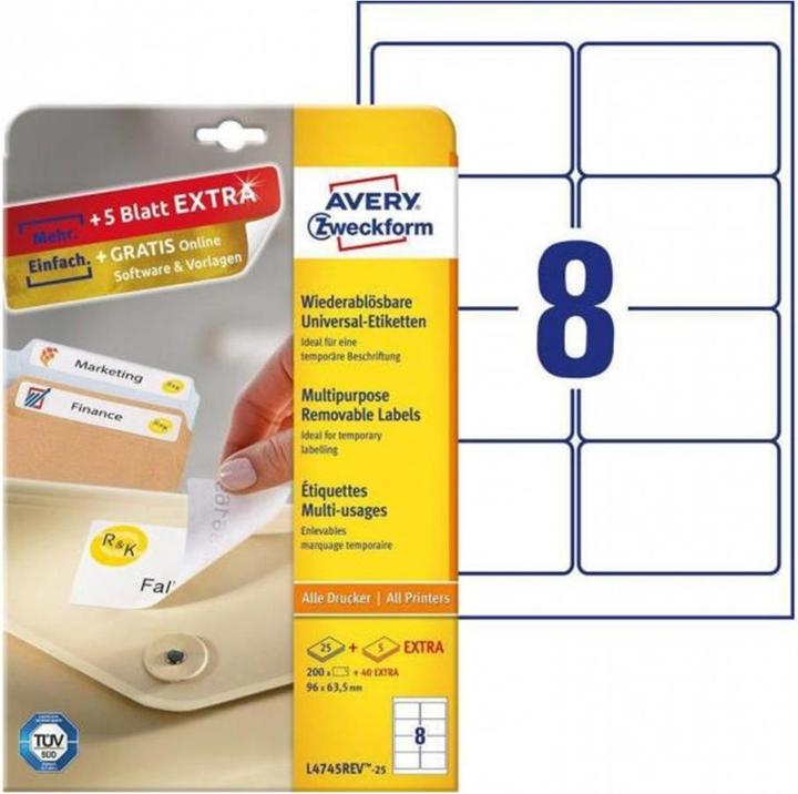Produktbild Avery Universal-Etiketten, ablösbar