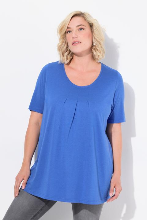 Produktbild Ulla Popken T-Shirt, Zierfalten, A-Linie, Rundhals, Halbarm, Modal (54)