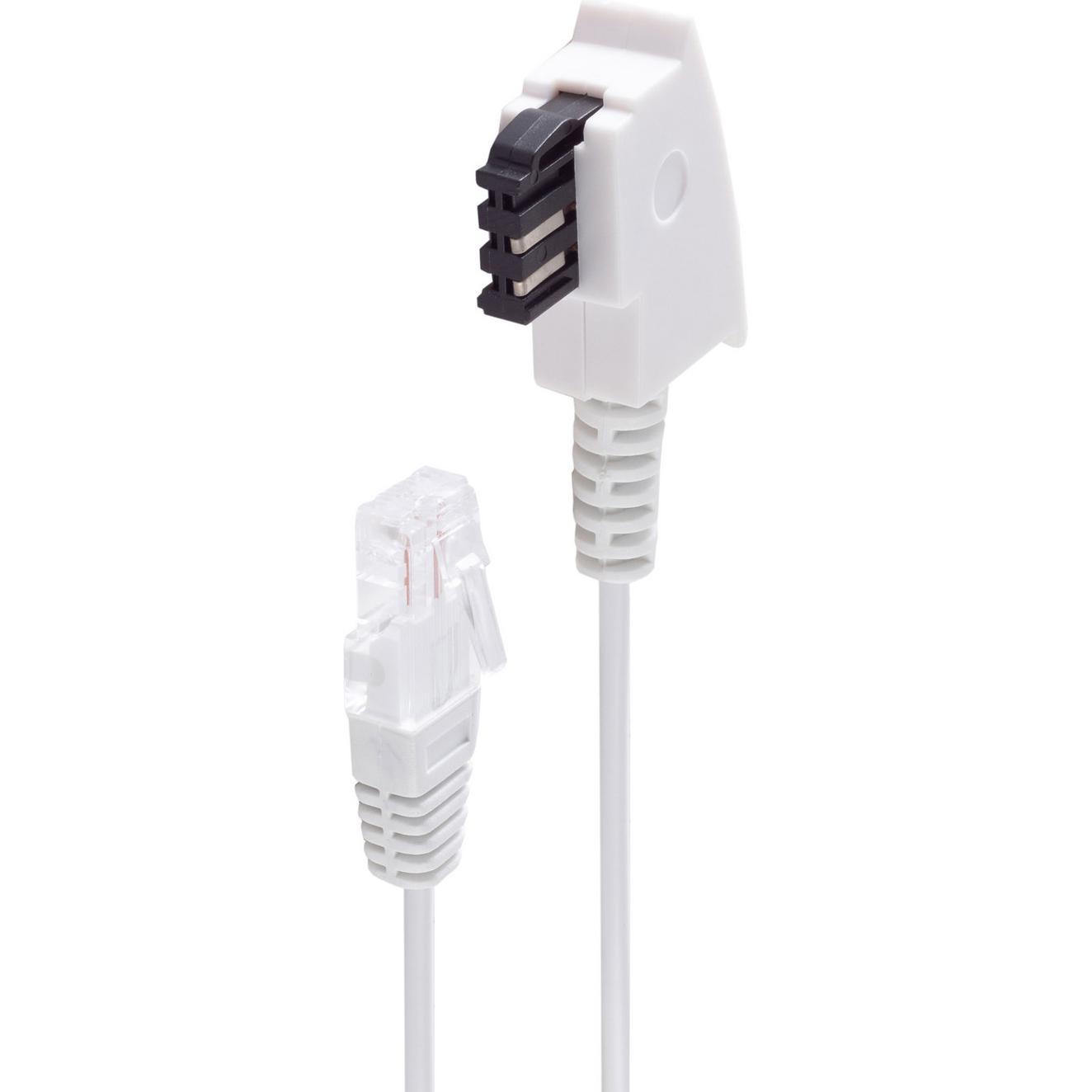 Shiverpeaks -BASIC-S--Telefon-Anschlusskabel-TAE-F Stecker auf RJ45 Stecker, DSL VDSL Routerkabel, weiss, 15,0m, Telefon...