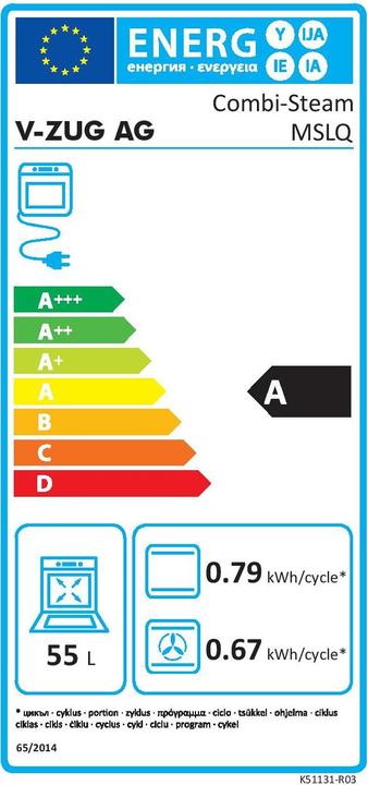 Energie-Label V-Zug Combi-Steam MSLQ