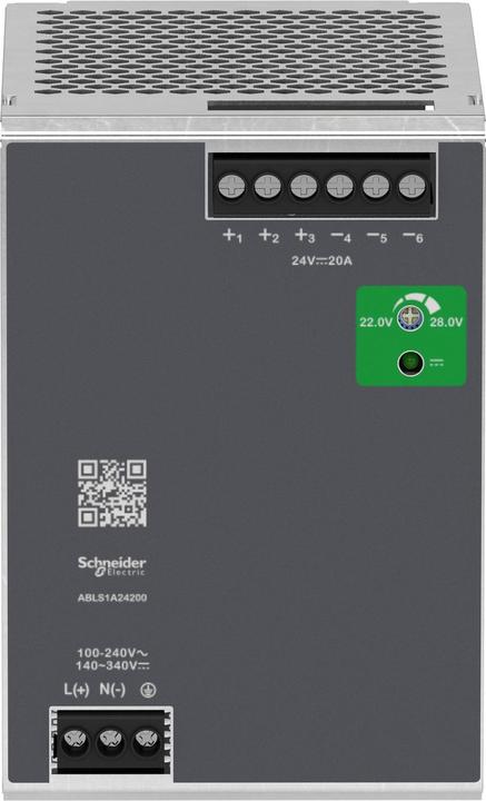 Actual product image Schneider Electric Power supply, OPTIMUM, 100-240VAC, 24VDC, 20A, 480W, 1-phase ABLS1A24200