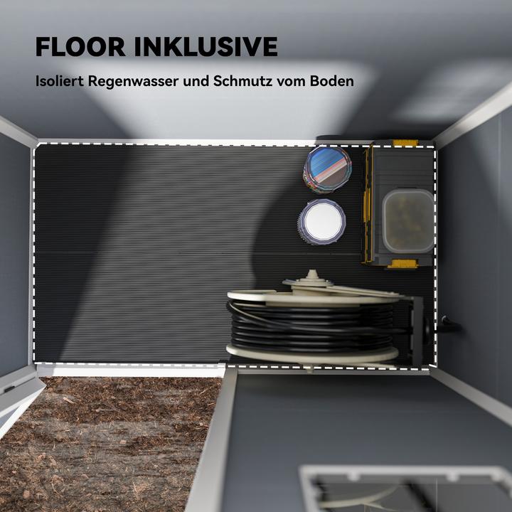 Actual product image Outsunny Gerätehaus Kunststoff, Aluminiumlegierung Grau