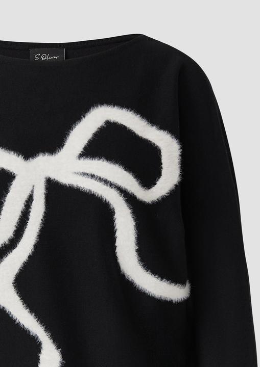 Produktbild s.Oliver Strickpullover Feinstrickpullover mit U-Boot-Ausschnitt und Schleifen-Intarsie vorne (40)