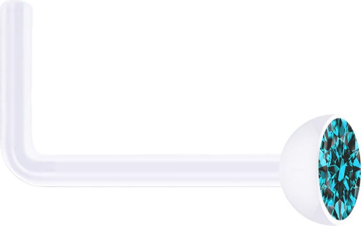 Produktbild Star Piercing Nasenstecker gewinkelt transparent mit Kristall aqua (ohne Messing, Bioflex)