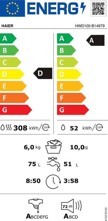 Etichetta energetica Haier Hwd100-b14979-s