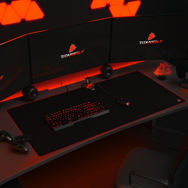 Actual product image Titanwolf Gaming Mouse Pad, XXXL Speed Mouse Mat 1200 x 600 mm, Speed & Precision, Symbol Red (3XL)