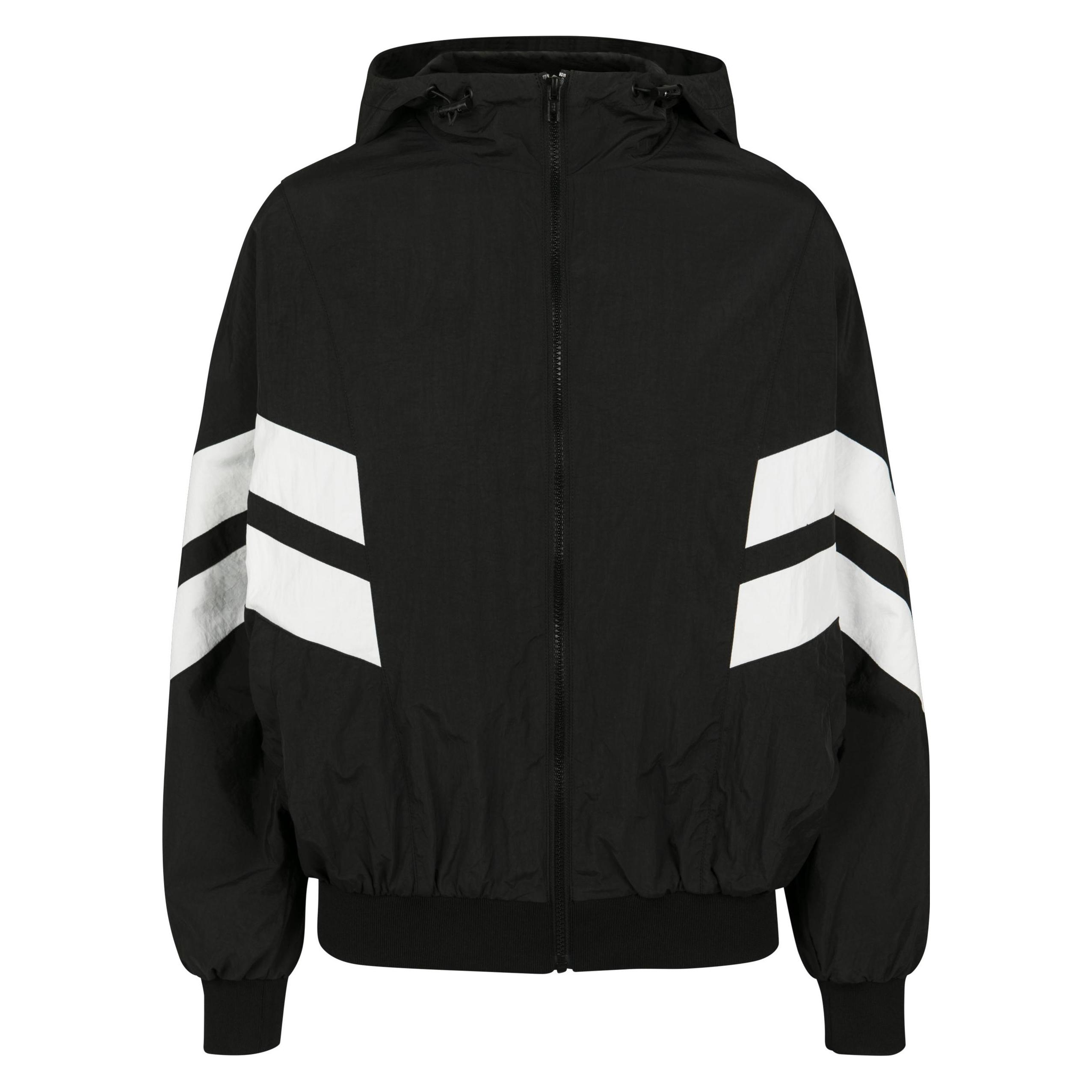 Urban Classics, Damen, Leichte Jacken, Ladies Crinkle Batwing Jacket, Schwarz, Weiss, Mehrfarbig, (S)