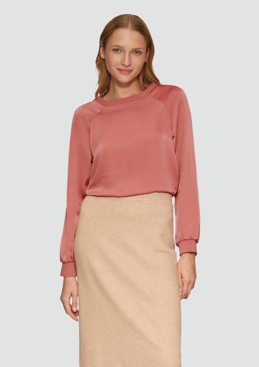 Produktbild S.Oliver Bluse Blusenshirt aus Satin mit Rippbündchen (46)