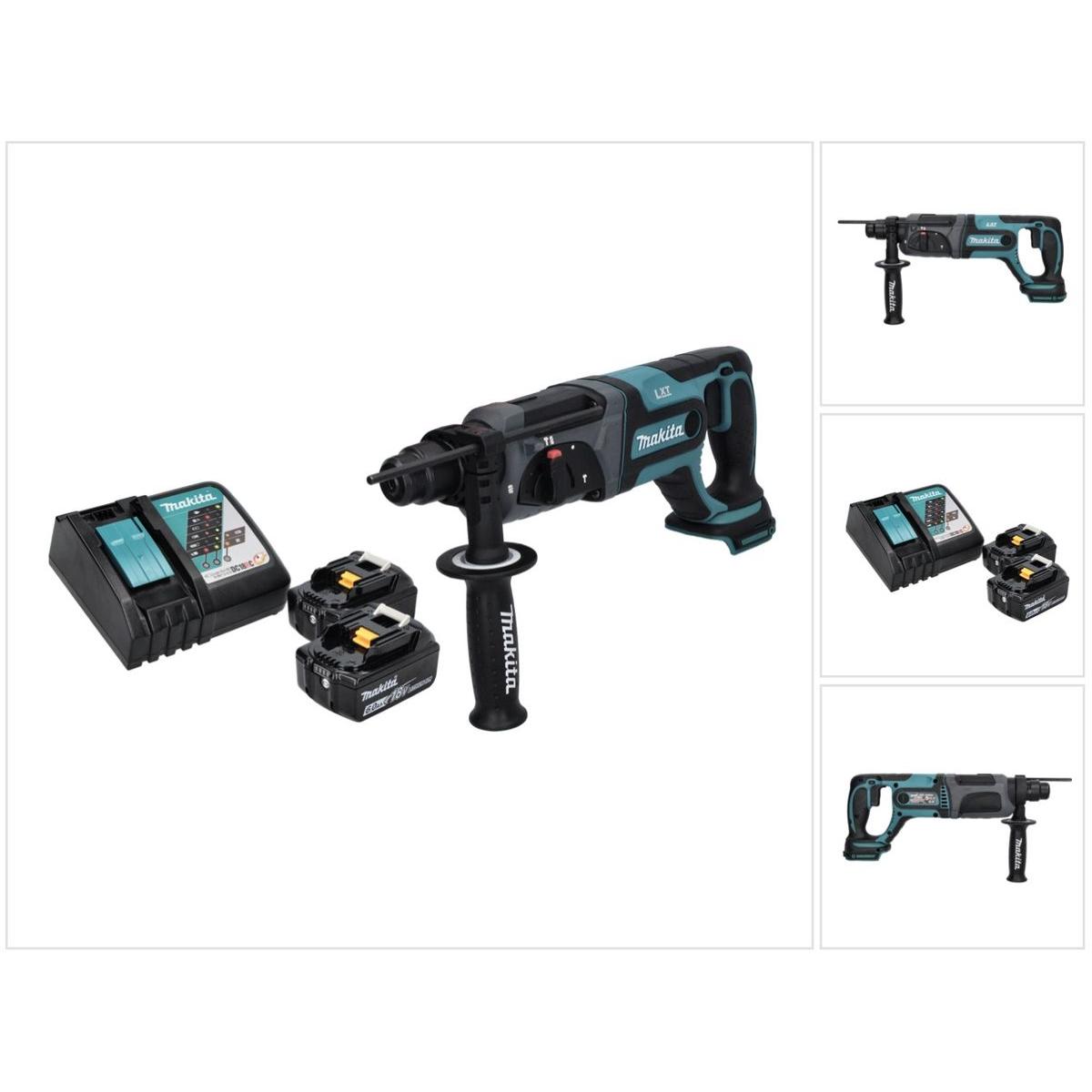 Makita, Bohrmaschine + Akkuschrauber, DHR 241 RG Akku Bohrhammer 18 V 2,0 J SDS plus + 2x Akku 6,0 Ah + Ladegerät (Akkub...