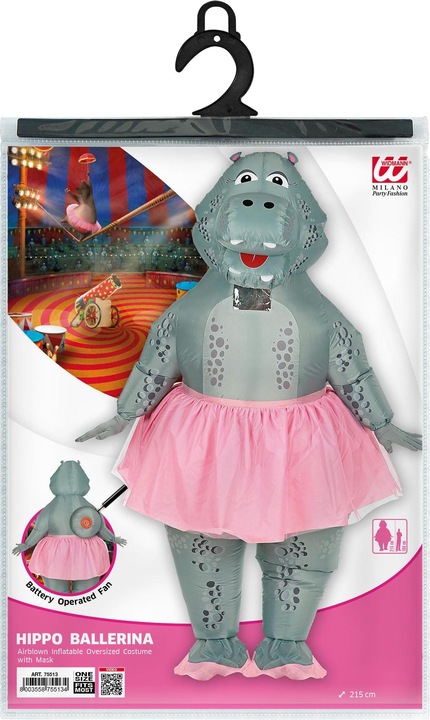 Produktbild Widmann HIPPO BALLERINA (aufblasbares Kostüm m. integriertem Gebläse & Maske), One Size Fits Most Adult (One Size)