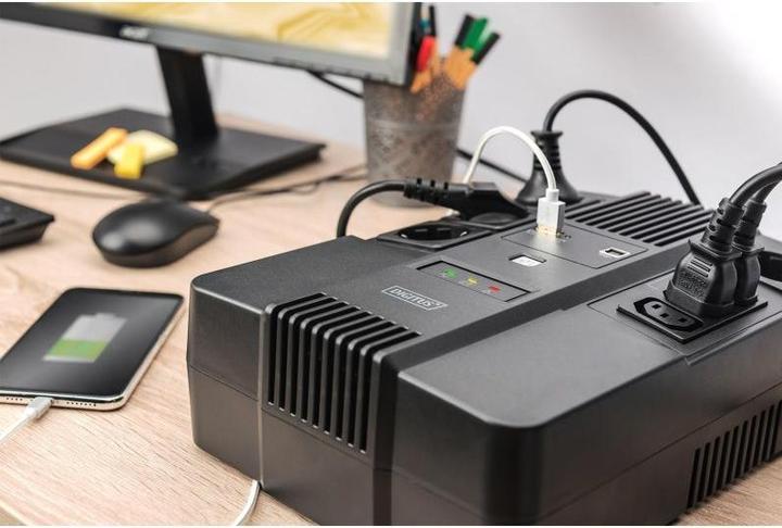 Image du produit Digitus Onduleur tout-en-un, 600VA/360W, LED x1, 4x CEE 7/7,3x IEC C13, USB (600 VA, 360 W)