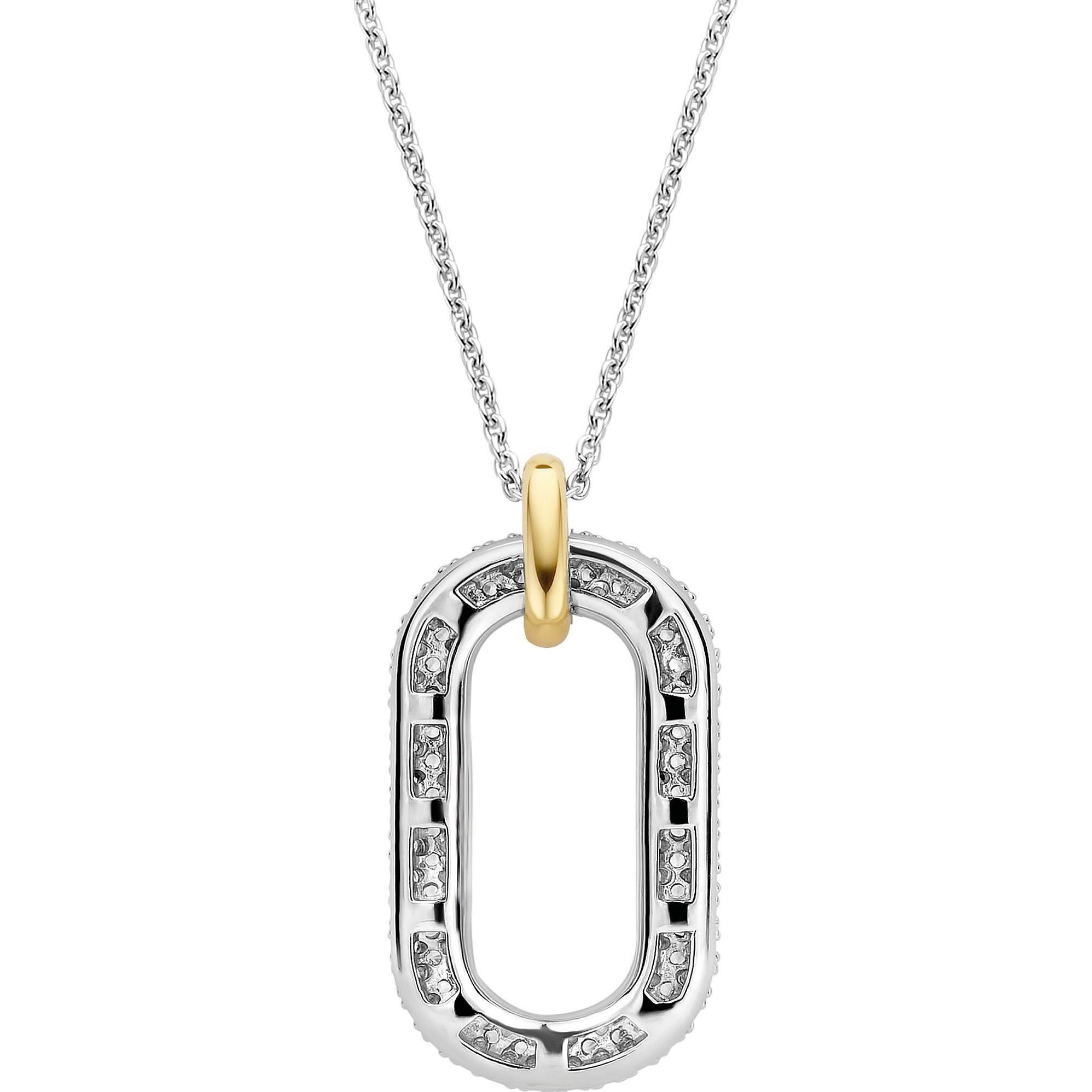 Thumbnail - Ti Sento Milano, Halsschmuck, Kette mit Anhänger Zirkonia bicolor vergoldet 3964ZY/42, (925er Silber, 48 cm)