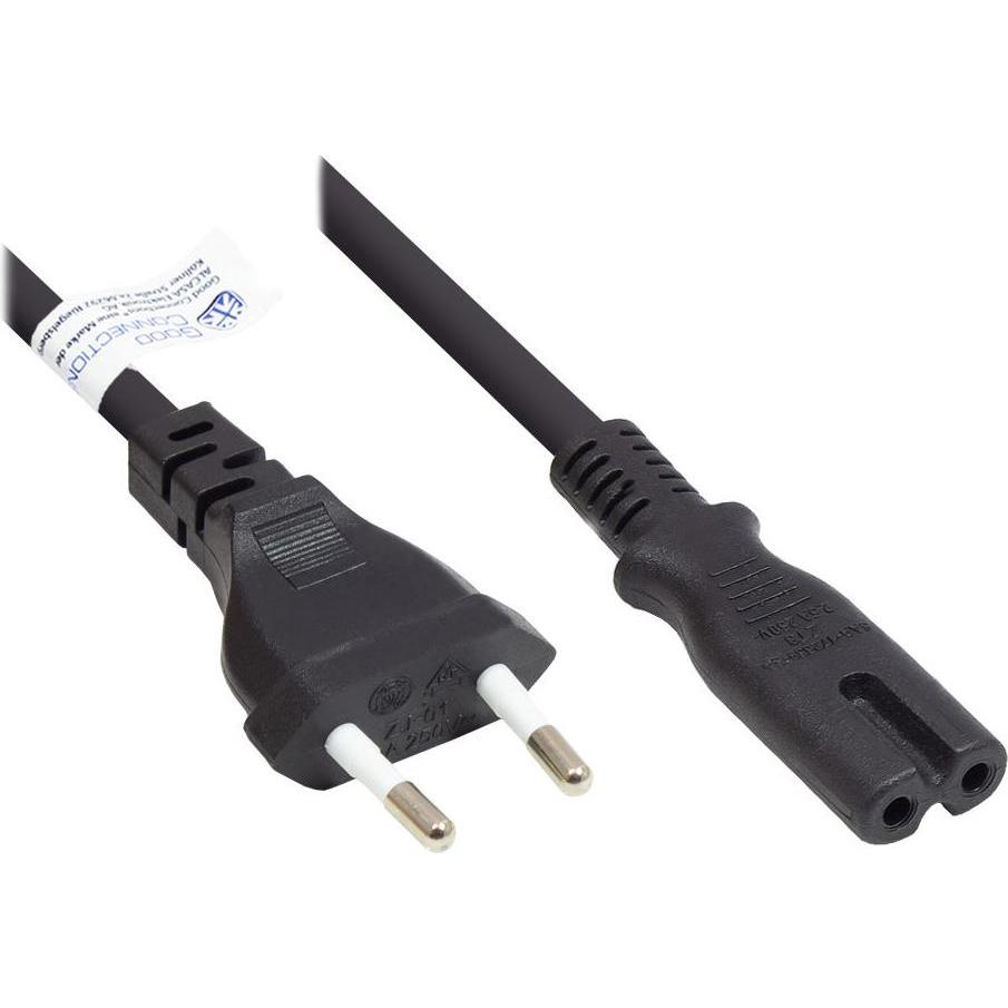 Good Connections Euro-Netzkabel Euro-Stecker Typ C (gerade) an C7/Euro 8 Buchse (gerade), schwarz, 0,75 mm², 1,8 m,  (1....