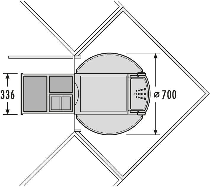 Productafbeelding Hailo 3646231 Rondo 90.3/40 P afvalbak voor diagonale hoekaanrecht vanaf 900 mm breedte (40 l)